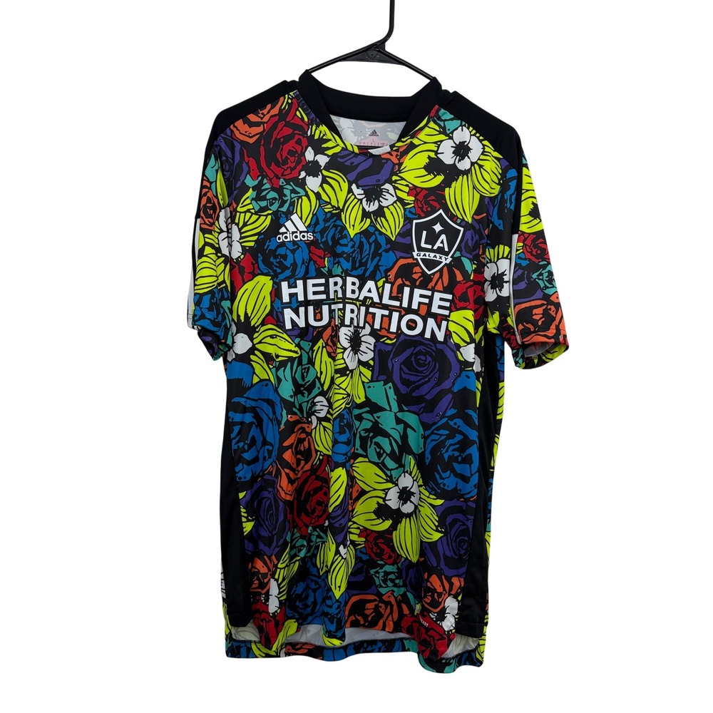 Adidas Jersey Mens Large Multicolor LA Galaxy Floral Herbalife Nutrition Soccer